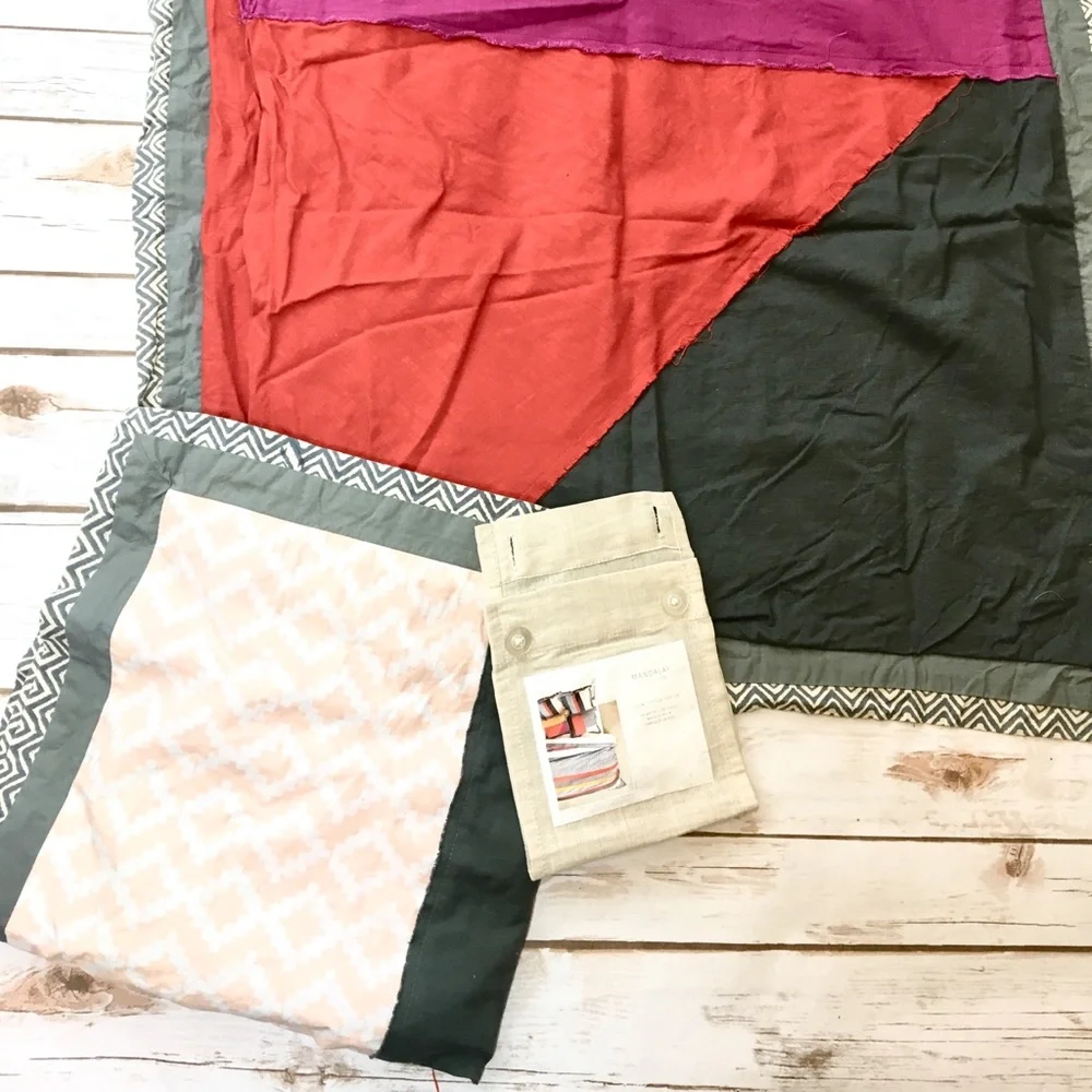 Anthropologie euro pillow shams two sides - a pair pink orange gray pattern
